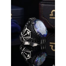 Prestige Terazi Figürlü Mistik Topaz Taşlı 925 Ayar Gümüş Yüzük 902725
