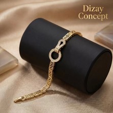 Dizay Concept Grek Desenli Altın Kaplama Zirkon Taşlı Bayan Bileklik-Dz-2