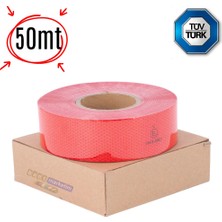 Evimdeyokyok Reflektör Reflektif Petekli Şerit Bant  5 cm x 50 Metre Kırmızı Tüvtürk Uyumlu Tdrtr