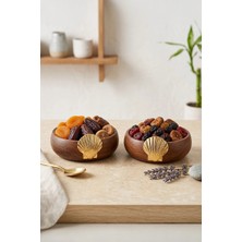 Kitchen Life 2'li Istiridye Akasya Görünümlü Çerez Sunum Kasesi - Dekoratif Sunumluk 8,5 cm