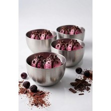 Kitchen Life 4'lü Stainles Steel Sofra Sunum Kahvaltılık Paslanmaz Çelik Çerezlik Kase