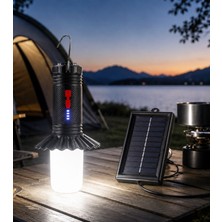 Gaman GS-505 Solar Güneş Enerjili LED Kamp Lambası, Taşınabilir Outdoor Fener, 10 Watt, 3 Mod, Şarj Edilebilir
