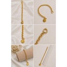 Kase Jewelry Altın Kaplama, Paslanmaz Çelik, Çoklu kullanıma uygun, Madalyon detaylı bileklik