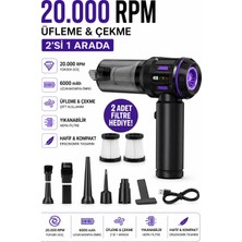 Qasul 20.000 Rpm Şarjlı El Süpürgesi Üfleme ve Çekme Özellikli 6000 Mah Yüksek Emiş Güçlü