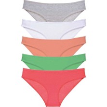 Bemy Store 5 Adet Süper Eko Set Likralı Kadın Slip Külot Gri Beyaz Pudra Yeşil Fuşya Mudanis