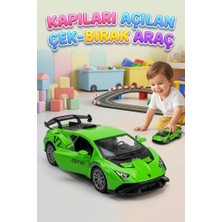 Farbu Oyuncak Çek-Bırak Mekanizmalı 12CM Süper Sport Model Kapıları Açılabilir Metal Oyuncak Yarış Arabası