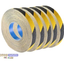 Evimdeyokyok 5 Adet Merdiven Kaydırmaz Kaymaz Bant 25MM x 25MT Sarı Siyah Tdrtr