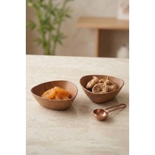 Kitchen Life 2'li Mini Kalp Şekilli Akasya Görünümlü Çerezlik Sunum Kasesi-Dekoratif Kahvaltılık 12 cm
