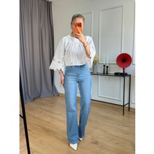 Size Özgü Taşlı Mavi Straight Jean