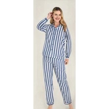 Kocabey Uslucan Alışveriş Freshness 4007 Kadın Uzun Kol Çizgili Gaffuriye Pijama Takımı
