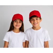 Sibel Günay Butik Kırmızı Günlük Unisex Ayarlanabilir Çocuk Şapkası 6-16 Yaş
