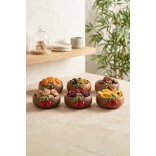 Kitchen Life 6'lı Kiraz Akasya Görünümlü Çerez Sunum Kasesi-Dekoratif Sunumluk 8,5 cm