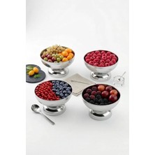 Kitchen Life 4'lü Stainles Steel Sofra Sunum Çerezlik Kahvaltılık Paslanmaz Çelik Ayaklı Kase