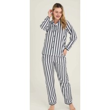 Kocabey Uslucan Alışveriş Freshness 4007 Kadın Uzun Kol Çizgili Gaffuriye Pijama Takımı