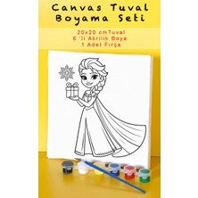 Rübiş Fotoğrafçılık Buz Kraliçesi ve Kar Taneli Tuval Boyama Seti - 6 Renk Akrilik Boya ve Fırçalı (20X20 Cm)-6