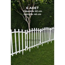 Netasera Maxi Boy Yükseklik 62 cm Dekoratif Çift Taraflı Beyaz Peyzaj Plastik Bahçe Çiti 6 Adet Çit
