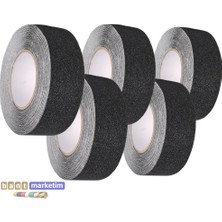 Evimdeyokyok 5 Adet Merdiven ve Zemin Kaydırmaz Kaymaz Bant 50MM x 25MT Siyah Tdrtr