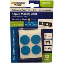 Evimdeyokyok Köpük Çift Taraflı Beyaz Köpük Bant Montaj Bandı 12' Li Yuvarlak Tdrtr