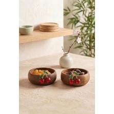 Kitchen Life 2'li Kiraz Akasya Görünümlü Çerez Sunum Kasesi-Dekoratif Sunumluk 8,5 cm