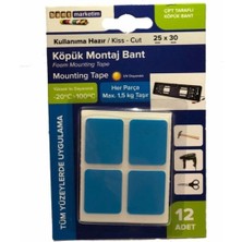 Evimdeyokyok Köpük Çift Taraflı Beyaz Köpük Bant Montaj Bandı 12' Li 25MMX30MM Özel Kesim Tdrtr