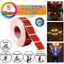 Evimdeyokyok Tüvtürk Onaylı Reflektörlü Reflektif Fosforlu Şerit Bant Kesikli Reflektör 5metre Kırmızı Tdrtr