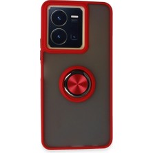 Evimdeyokyok Vivo Y36 Kılıf Montreal Yüzüklü Silikon Kapak - Kırmızı Tdrtr