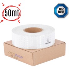 Evimdeyokyok Reflektör Reflektif Petekli Şerit Bant  5 cm x 50 Metre  Beyaz Tüvtürk Uyumlu Tdrtr