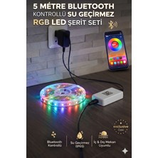 Şerit LED Işık Rgb 5 Metre Hazır Set Tak Çalıştır Kumandalı Adaptörlü Silikonlu