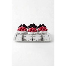 Kitchen Life 6'lı Stainles Steel Ayaklı Sunumluk Paslanmaz Çelik Çerezlik Seti