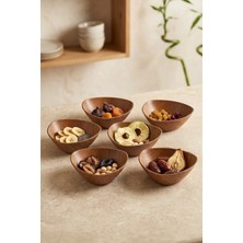 Kitchen Life 6'lı Mini Kalp Şekilli Akasya Görünümlü Çerezlik Sunum Kasesi-Dekoratif Kahvaltılık 12 cm