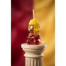Kitchen Life Taraftar Premium Sarı Kırmızı Cam Barista Soğuk Içecek Bardağı-Ayıcıklı Bardak 550 ml