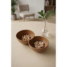 Kitchen Life 2'li Akasya Görünümlü 2 Bölmeli Çerezlik,sunum Kasesi-Dekoratif Kahvaltılık 19,5 cm