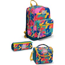 Coral High Renkli Kamuflaj Desenli 3’lü Okul Çanta Seti SET0133232