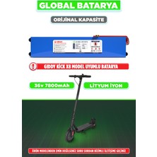 Global Batarya Gıddy Kick X8 Uyumlu Elektrikli Scooter Bataryası 36V 7800MAH Li-Ion Pil Orijinal Kapasite
