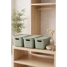 Kitchen Life Aura 3'lü Çok Amaçlı Kapaklı Saklama Kabı Dolap Düzenleyici Kutu-Oyuncak Saklama Kutusu 17 Litre