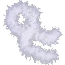 Uravas Store Beyaz Renk Kabarık Kalın Otriş Boa Tüy 6 cm Genişlik 180-200 cm Uzunluk