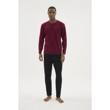 Uslucan Alışveriş Kocabey BU-26360 Erkek Midi Yaka Battal Pijama Takımı