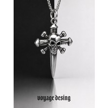 Voyage Accessory Paslanmaz Çelik Gotik Tarz Gothic  Skull Dagger Kurukafa Kolye