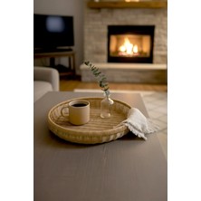 Kitchen Life 2 Boy (35CM 40CM) Hasır Görünümlü Yuvarlak Tepsi - Kahvaltılık Servis Tepsisi