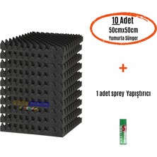 Evimdeyokyok Akustik Yumurta Sünger 60DNS Yanmaz 50CMX50CM 40MM (10ADET + 1 Sprey Yapıştırıcı) Tdrtr