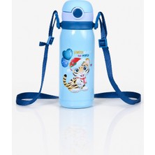 Muggle 450 ml Çelik Çocuk Matara Pipetli Askılı Su Matarası Termos