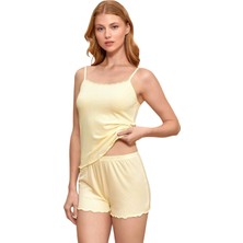 Berrak 7036 Kadın Ip Askılı Şortlu Pijama Takım