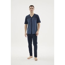 Uslucan Alışveriş Kocabey KKT-26154 Erkek V Yaka Boydan Düğmeli Pijama Takımı