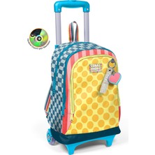 Coral High Kids Çok Renkli Dama Çizgi Puantiye Desenli Çekçekli 3'lü Çanta Seti SET0134004