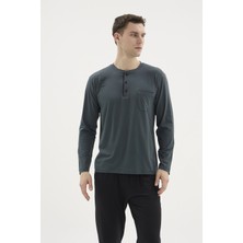 Uslucan Alışveriş Kocabey BU-26360 Erkek Midi Yaka Battal Pijama Takımı