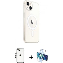 Marsilyan™- iPhone 14 Kılıf Ahenk Yansıma Prime - Siyah 3D Antistatik Cam Ekran Koruyucu + Shine Kamera Lens - Gs