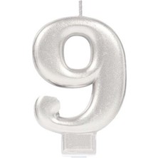 sbodurhome 9 Rakamı Mum Gümüş Renk