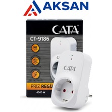 Cata CT-9186 Akım Korumalı Priz Regülatörü 918 Joule 4000W - Yıldırım ve Çocuk Korumalı Tekli Priz