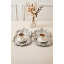 Kitchen Life 2'li Bulut Paslanmaz Çelik Gold Işlemeli Vintage Tepsi,sunum Tepsisi-Şık Servis Tabağı 31 cm