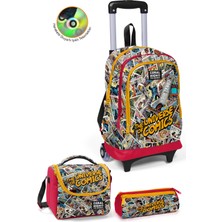 Coral High Kids Çizgi Roman Desenli  Çekçekli 3'lü Çanta Seti SET0134015